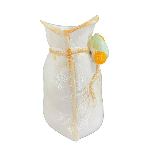 Whimsical Ceramic Paperback Sack Shaped Vase With Yellow Corn On Top Porcelain - Picture 12 of 13